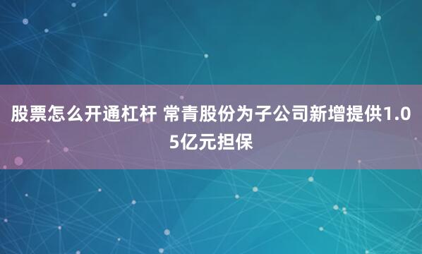 股票怎么开通杠杆 常青股份为子公司新增提供1.05亿元担保
