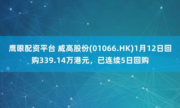 鹰眼配资平台 威高股份(01066.HK)1月12日回购339.14万港元，已连续5日回购