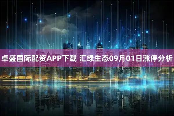 卓盛国际配资APP下载 汇绿生态09月01日涨停分析